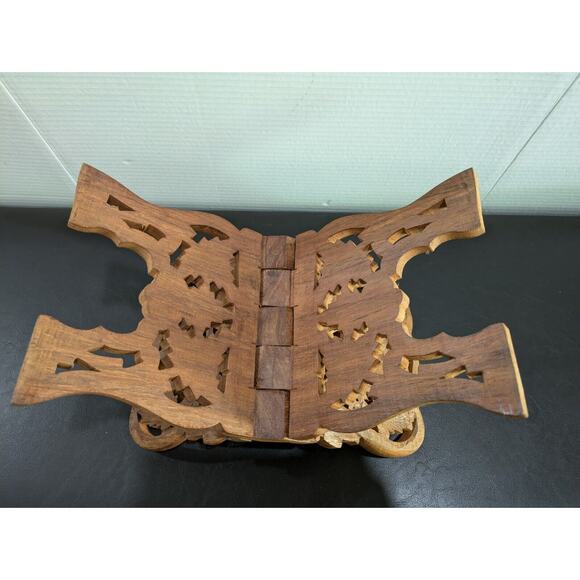 Vintage Hand Carved‎ Foldable Wooden Book Holder/Stand - Picture 12 of 12